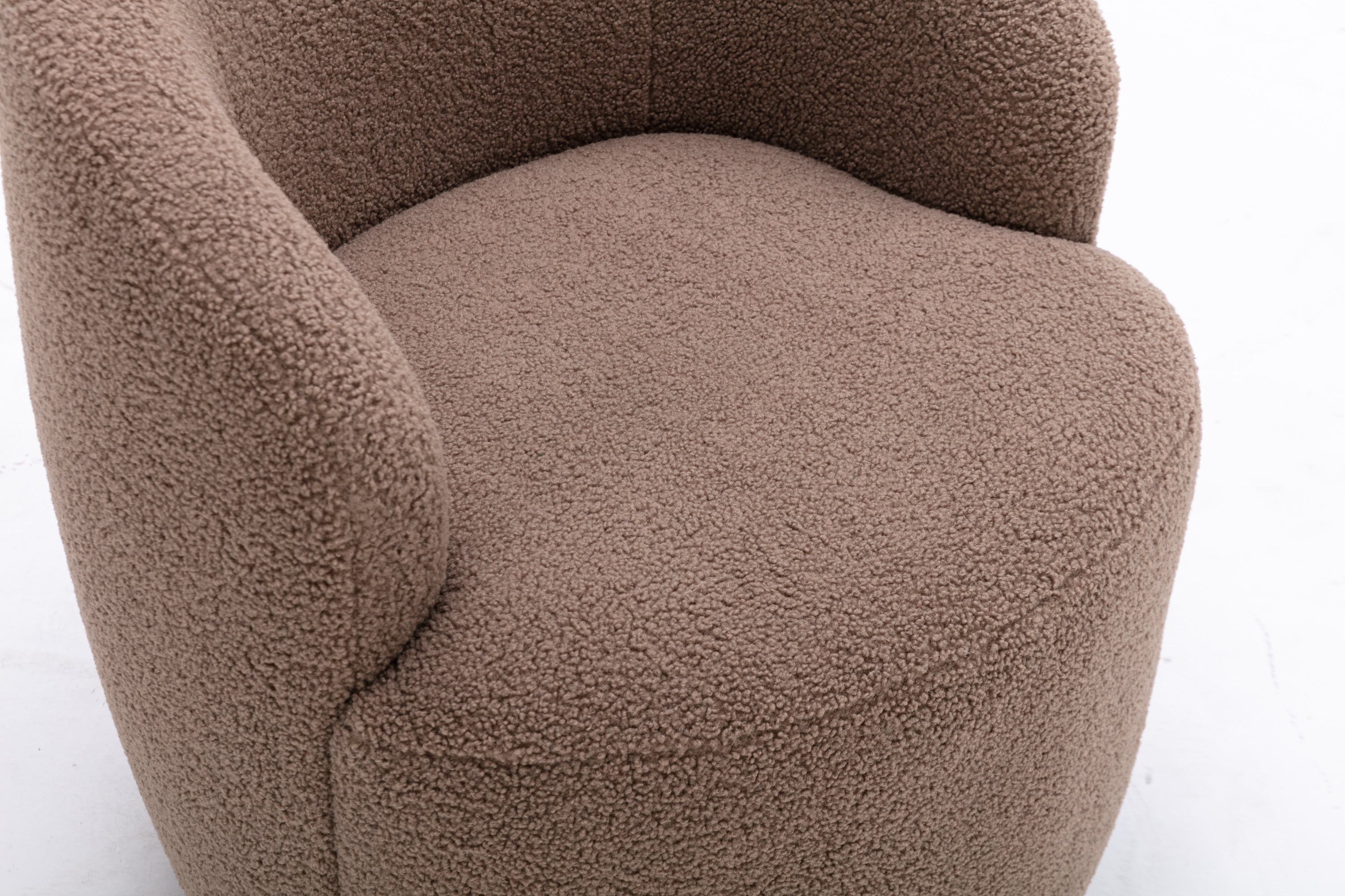 Teddy Fabric Swivel Accent Armchair Barrel Chair With Black Powder Coating Metal Ring,Coffee Brown - Grand Goldman Shop