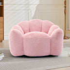 Lotus Style Compression Sofa Adult Bean Bag with Pull Ring in Pink Plush, 43.7 x 39.76 x 26.77 inches, No Installation Required - Grand Goldman Shop