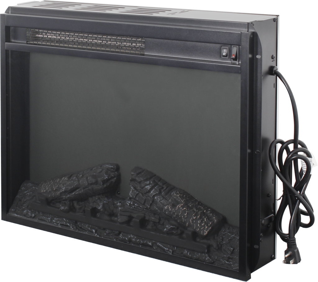 23 inch electric fireplace insert heater with log set & realistic flame, overheating protection without control - Grand Goldman Shop