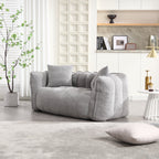 Cozy Beanbag Chair with High Resilience Foam Core for Two - Grey Chenille, 66x35x25 inches - Grand Goldman Shop