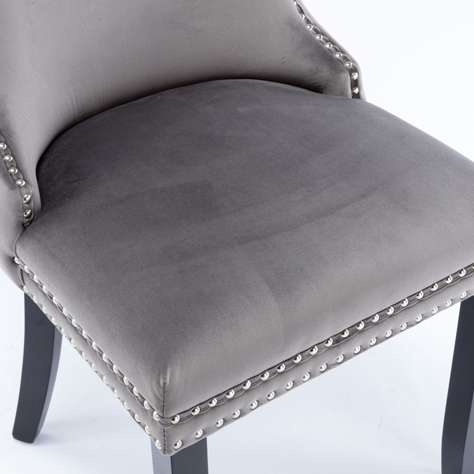 A&A Furniture,Upholstered Wing-Back Dining Chair with Backstitching Nailhead Trim and Solid Wood Legs,Set of 2, Gray,SW8809GY,  KD - Grand Goldman Shop