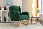 049-Teddy Fabric Rocking Chair With Packet Wood Legs,Green - Grand Goldman Shop
