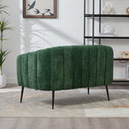 Modern Glam Green Chenille Mini Loveseat Accent Couch with Metal Legs, 50.2'' Wide Channel Tufted 2-Seater Sofa for Small Spaces - Grand Goldman Shop