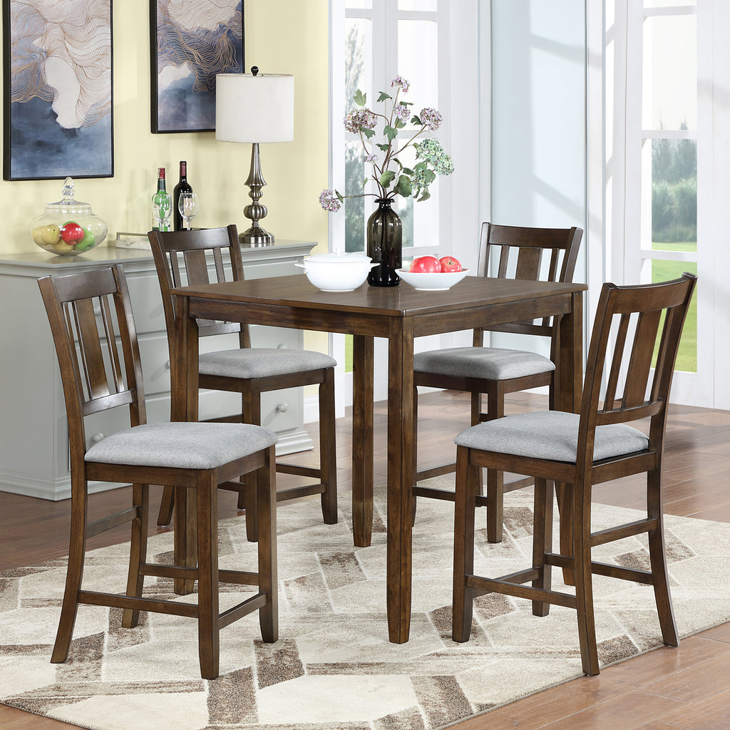 Wooden Dining Square Table, Kitchen Table for Small Space, 4 Person Counter Height Table, Walnut ONLY THE TABLE - Grand Goldman Shop