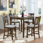 Wooden Dining Square Table, Kitchen Table for Small Space, 4 Person Counter Height Table, Walnut ONLY THE TABLE - Grand Goldman Shop
