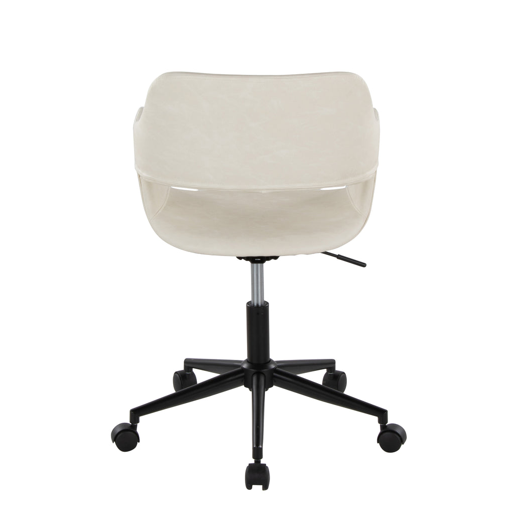Contemporary Task Chair in Black Metal and Cream Faux Leather | Premium Home Decor - Grand Goldman