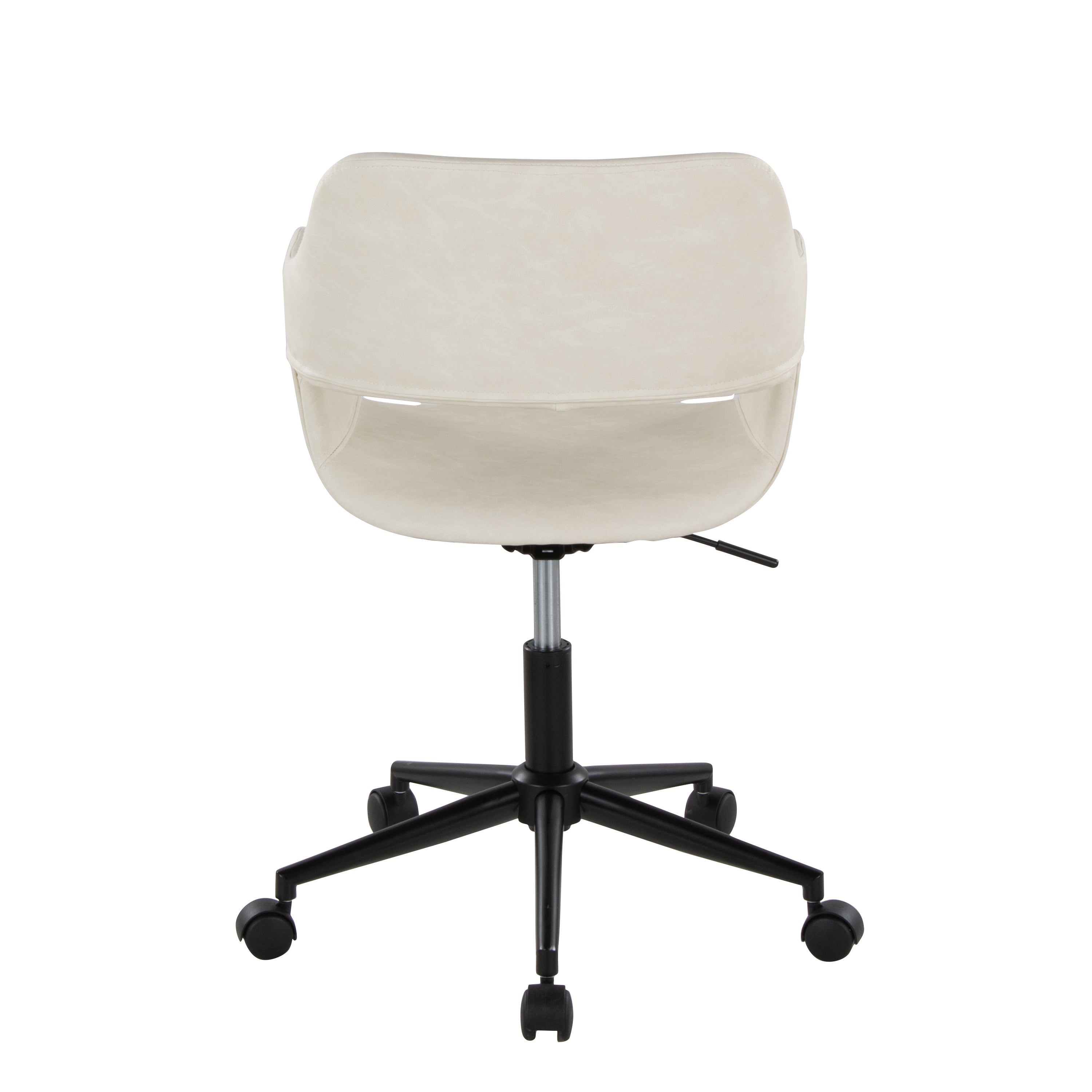 Contemporary Task Chair in Black Metal and Cream Faux Leather | Premium Home Decor - Grand Goldman