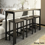 TOPMAX Counter Height Extra Long Dining Table Set with 3 Stools Pub Kitchen Set Side Table with Footrest, Gray - Grand Goldman Shop
