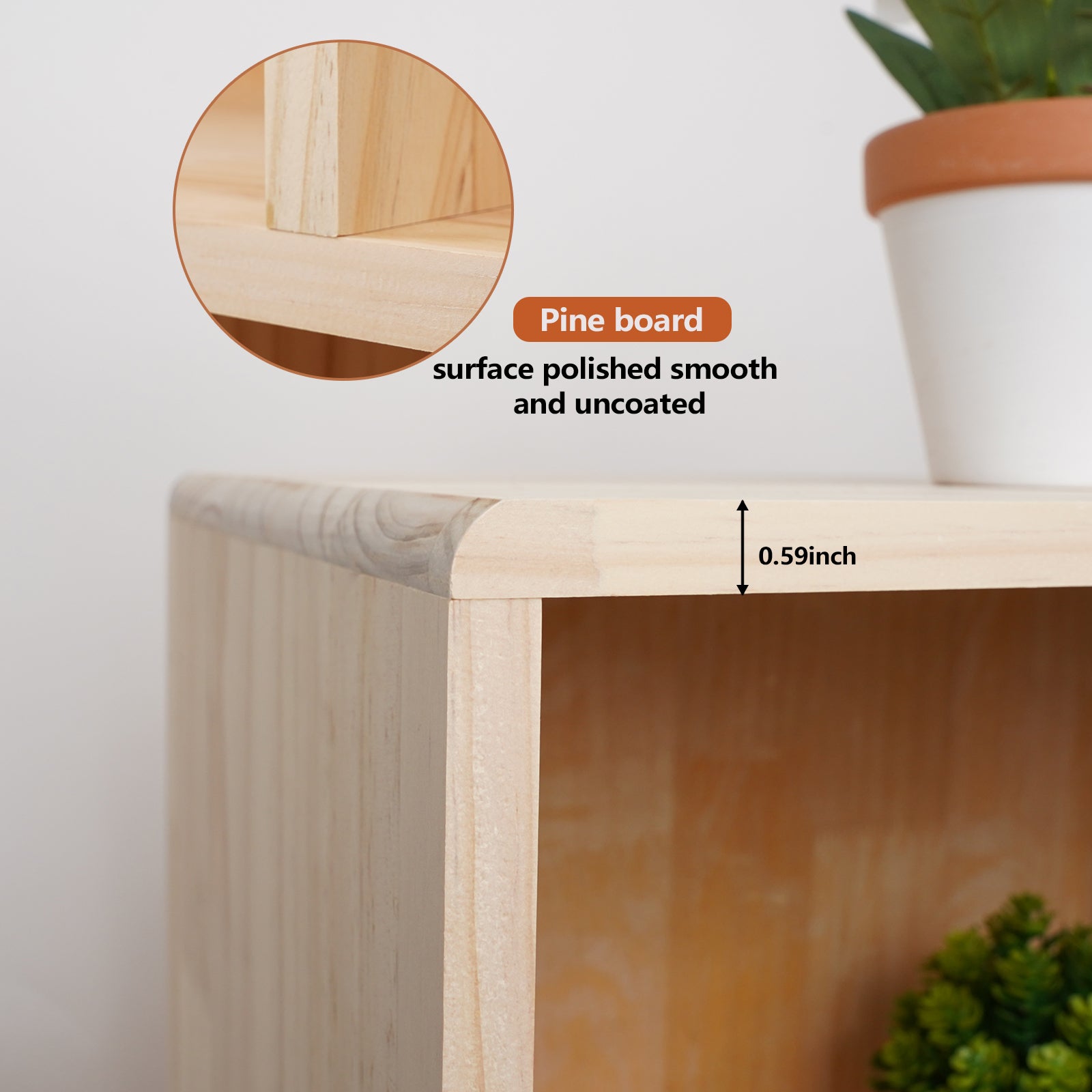 Pine Wood 7 Cube Bookshelf, 45.0'L x 28.5' H Storage Organizer for Books/Toys/Home, Modern Wooden Bookcase for Home/Office - 