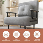 Folding Sofa Bed 5-in-1 Convertible Chair with Adjustable Backrest and Pillow, Grey Flannelette, Compact Design - Grand Goldman Shop