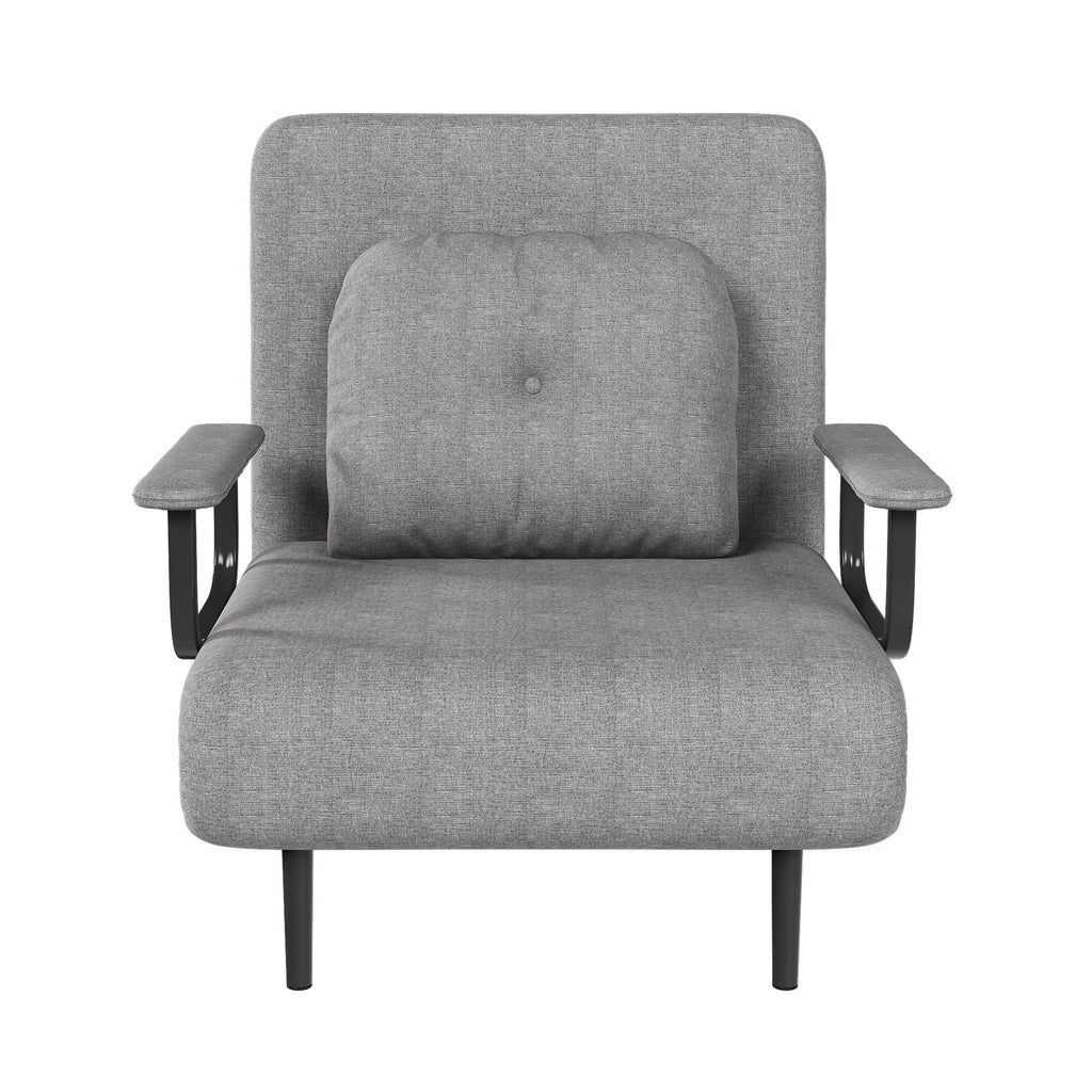 Folding Sofa Bed 5-in-1 Convertible Chair with Adjustable Backrest and Pillow, Grey Flannelette, Compact Design - Grand Goldman Shop