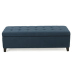 Upholstered Storage Ottoman Bench, Entryway Bench, End of Bed Bench, Ottoman Foot Rest for Bedroom, Navy Blue, 300lbs - Grand Goldman Shop