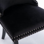 Upholstered Wing-Back Dining Chair with Backstitching Nailhead Trim and Solid Wood Legs,Set of 2, Black,SW8809BK, KD - Grand Goldman Shop