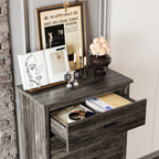 4PCS Bedroom Sets, Wooden Queen Size Bed Frame with Storage Headboard and Charging Station, 2 Nightstands with 2 Drawers, 1 Dresser with 5 Drawers, Antique Gray - Grand Goldman Shop