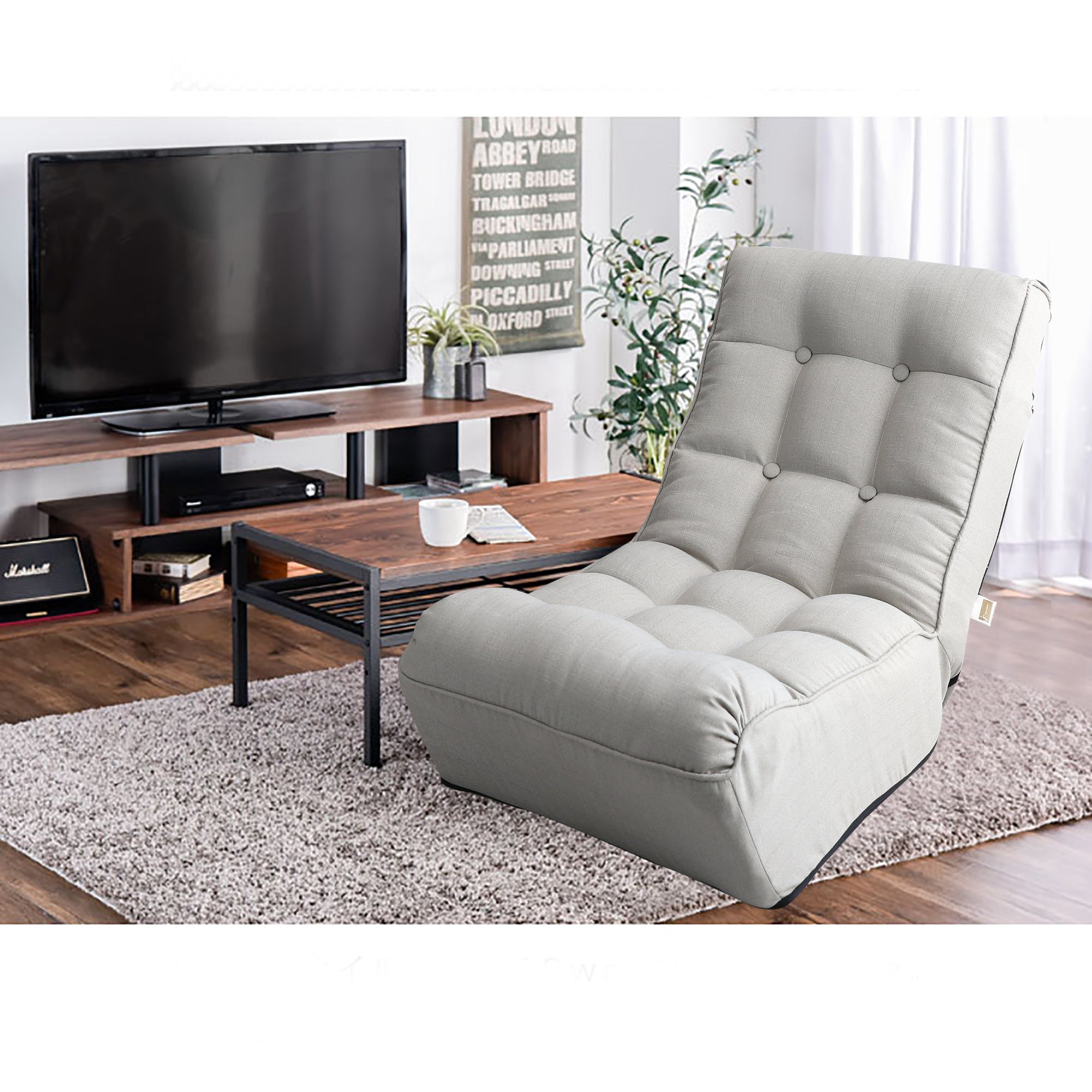 Adjustable Gray Metal Reclining Chair for Living Room and Balcony - Grand Goldman Shop