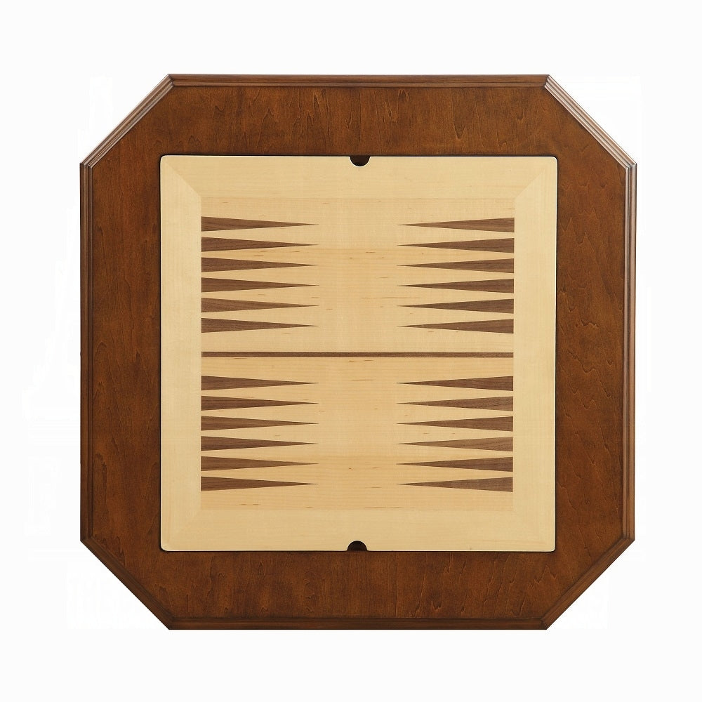 Square Top Game Table with Wooden Pedestal Base, Cherry | Premium Home Decor - Grand Goldman