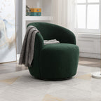 Teddy Fabric Swivel Accent Armchair Barrel Chair With Black Powder Coating Metal Ring,Dark Green - Grand Goldman Shop