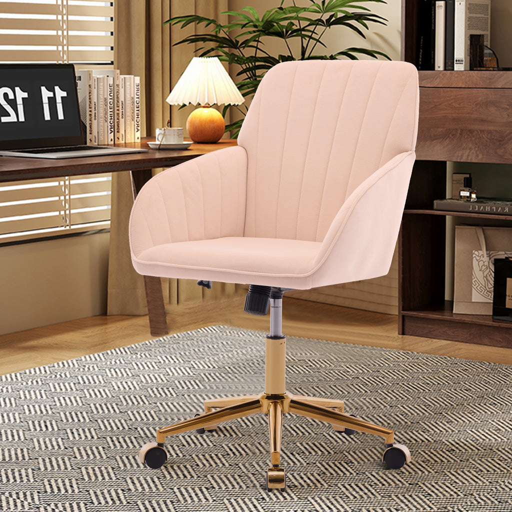 TY Ergonomic Office Chair with Swivel Function, Khaki Velvet, Comfortable for Long Sitting - Grand Goldman