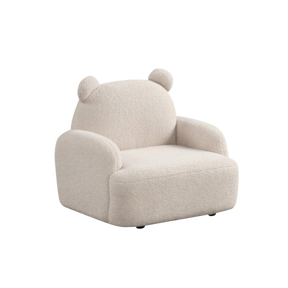 Sherpa Upholstered Bear-Shaped Kids Armchair, Beige - Grand Goldman