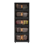 Black,20' Side Wide Folding Storage Cabinet ,5 Tiers,19.69'×11.81'×50.00',Collapsible Storage Bins with Magnetic Door, Plastic Storage Cabinet with Wheels - Grand Goldman Shop