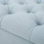 GLOUSTER Contemporary Storage Ottoman V2 with Button Tufting in Blue Fabric, 51 Inches - Grand Goldman Shop