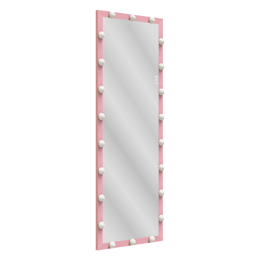 Hollywood Style Full Length Mirror with Lights, 3 Color Modes, Pink Aluminium, 62.6'x23.3' - Grand Goldman Shop