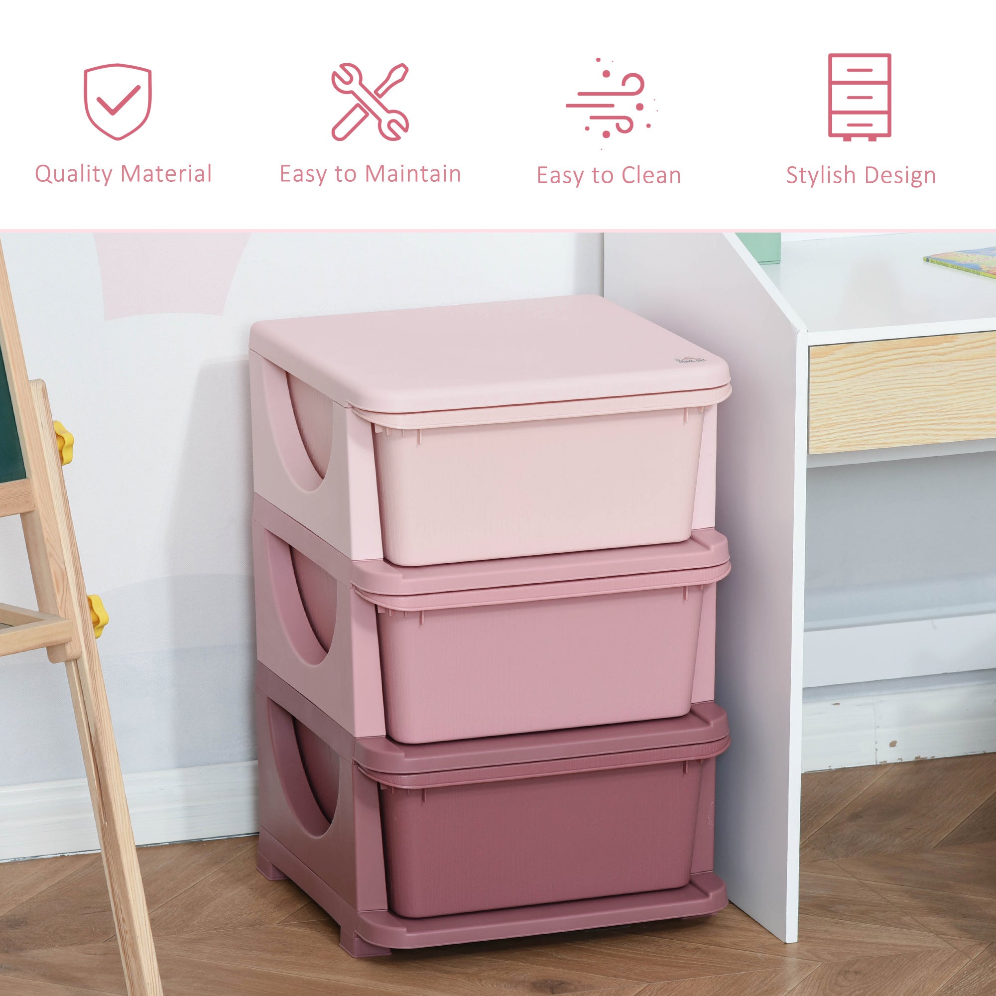 3 Tier Kids Storage Unit Dresser Tower with Drawers Chest Toy Organizer for Bedroom Nursery Kindergarten Living Room for Boys