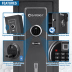 Biometric Keypad Rifle Safe with Advanced Security Features in Black Steel, 5.51 Cubic Ft - Grand Goldman