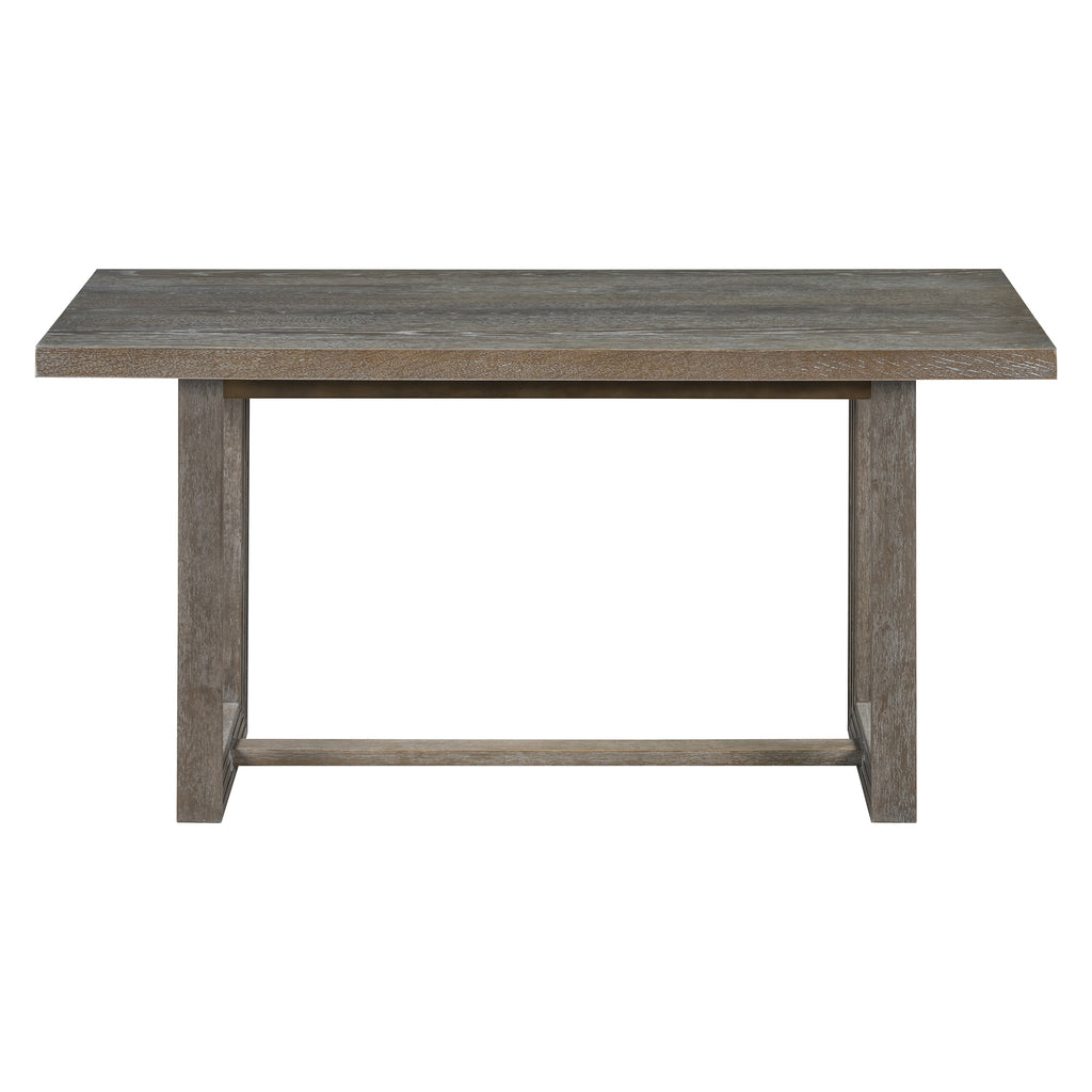 TREXM 6-Piece Retro Dining Table Set for 6, 60' Wood Kitchen Table and Chairs Set of 4 with Bench Designed Trestle Base for kitchen & Dining Room (Gray) - Grand Goldman Shop