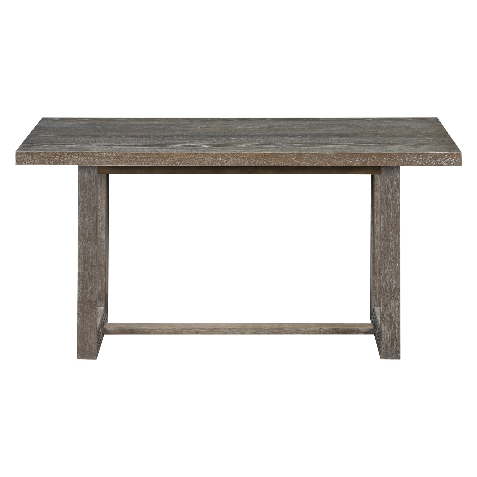 TREXM 6-Piece Retro Dining Table Set for 6, 60' Wood Kitchen Table and Chairs Set of 4 with Bench Designed Trestle Base for kitchen & Dining Room (Gray) - Grand Goldman Shop