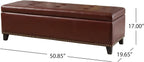Ottoman with Storage, 51 Inch Large Ottomans Storage Bench, Upholstered End of Bed Bench with Hinged Lid, Long Foot Rest Stool for Living Room Bedroom - Grand Goldman Shop