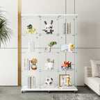 Glass Display Cabinet with 4 Shelves Extra Large, Curio Cabinets for Living Room, Bedroom, Office, Black Floor Standing Glass