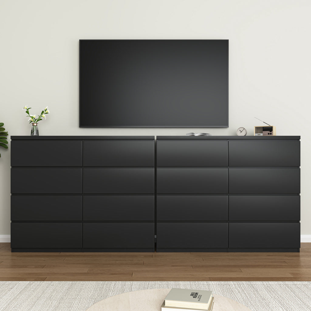 8 Drawers Dresser for Bedroom, Wood Bedroom Dresser Modern Drawer Chest, 8 Chest of Drawer, Tall Dresser for Closet, Dressers Organizer for Living Room, Closet,Black - Grand Goldman Shop