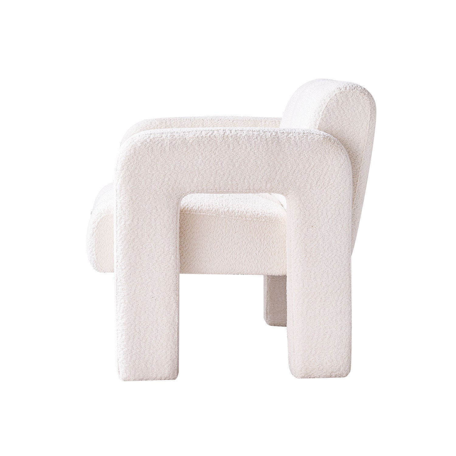 Stylish Boucle Upholstered Accent Chair with Solid Wood Frame and High-Density Foam in Beige - Grand Goldman Shop