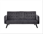 72' Velvet Convertible Sofa Bed with Cup Holders, Tufted Folding Futon Sleeper Couch, Mid-Century Modern 3 Seater for Small Spaces, 72' L x 34.6' D x 31' H, Dark Grey - Grand Goldman Shop