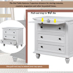U_STYLE 27.6'' Painted Nightstand with pull-out tray, Fashion Bedside Cabinet with 3 Drawers, Minimalist Sofa Side Table with rubber legs and Metal handle for Bedroom Sofa Couch Office - Grand Goldman Shop