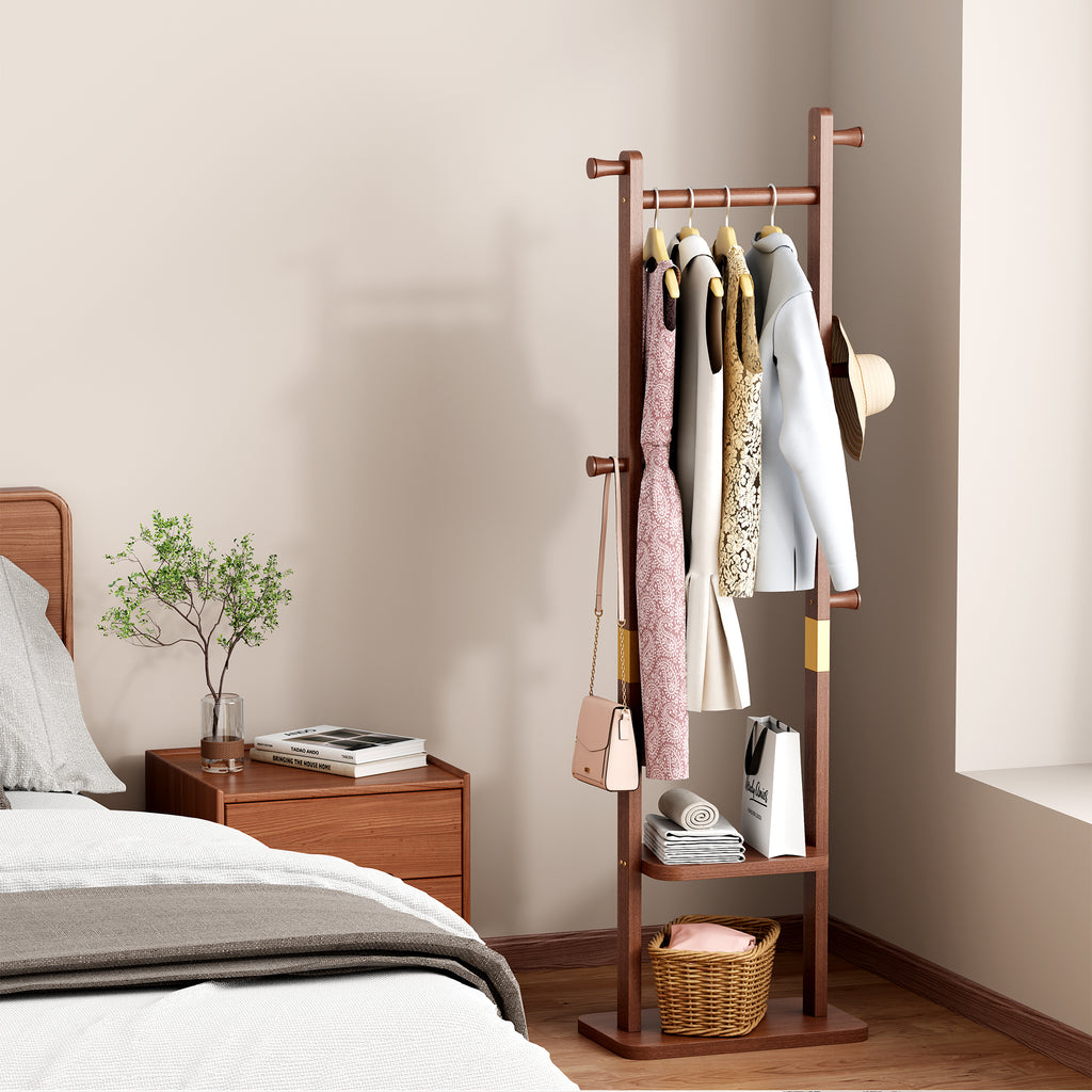 Coat Racks solid wood hanger 23.6* 11*70.8in Solid environmental protection easy to assemble beautiful can be placed in the bedroom/entrance/living room (Walnut) - Grand Goldman Shop