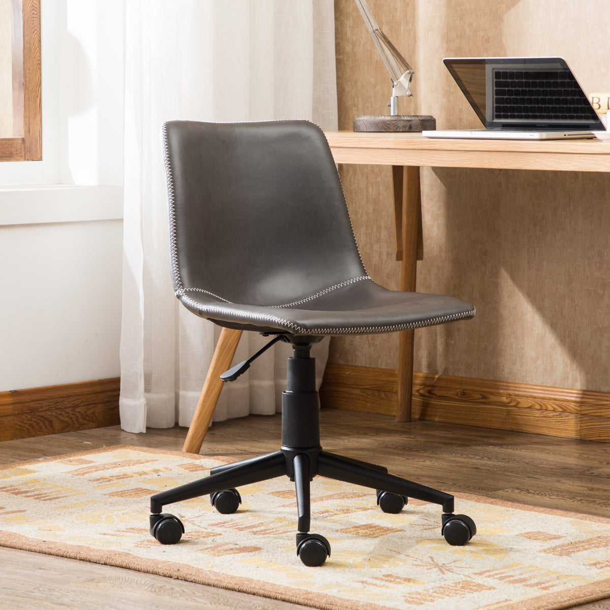 Cesena Faux Leather 360 Swivel Air Lift Office Chair, Antique Gray | Premium Home Decor - Grand Goldman