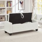 48' Ottoman Bench with Storage, Bench for Bedroom,Living Room,Hallway, Upholstered Tufted Faux Leather PU Ottoman Ivory White - Grand Goldman Shop