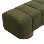 Upholstered Dining Bench for Dining Room, No-Assembly End of Bed Entryway Bench Ottoman for Bedroom Living Room, Green Boucle Fabric Stool Top Wood Leg 300 LBS Weight Capacity - Grand Goldman Shop