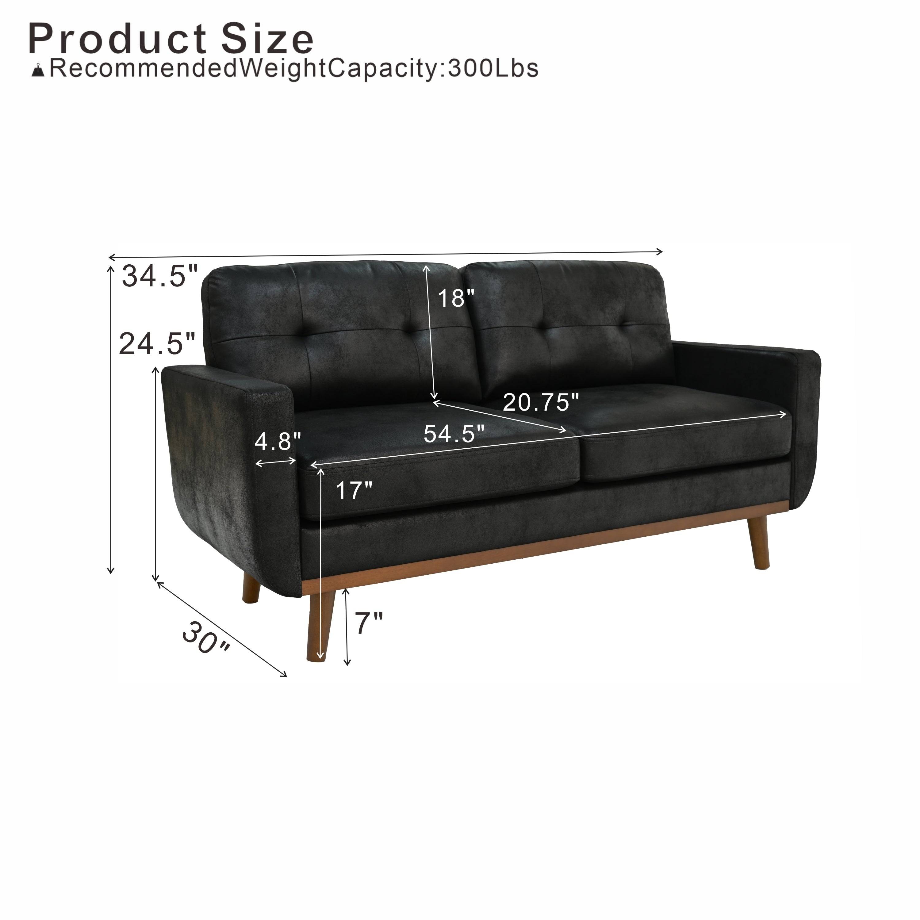 65-inch t Two-Seater Sofa in with Breathable Foil Fabric and Solid Wood Legs - Grand Goldman Shop