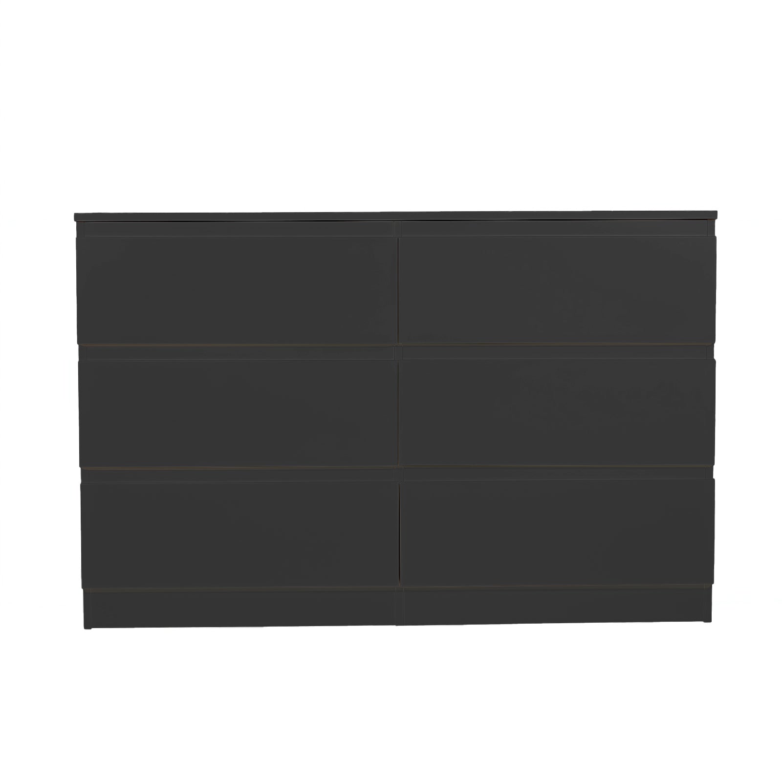 Modern 6 Drawer Dresser with Spacious Countertop and Concealed Handles, Storage Cabinet for Bedroom and Living Room, Black MDF - Grand Goldman Shop
