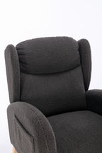 049-Teddy Fabric Rocking Chair With Packet Wood Legs,Dark Gray - Grand Goldman Shop
