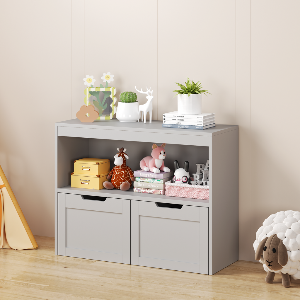 Book Organizer, toy Storage Cabinet Organizer, Gray | Premium Home Decor - Grand Goldman