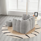 Soft Chenille Bean Bag Chair with High Resilient Foam for Living Room and Bedroom, Comfortable Square Lazy Sofa with Footstool for Adults - Grand Goldman Shop