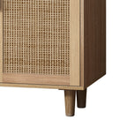Elegant and Functional 4-Door Rattan Decorative Storage Cabinet for Bedroom, Living Room, Office in Natural Particle Board - Grand Goldman Shop