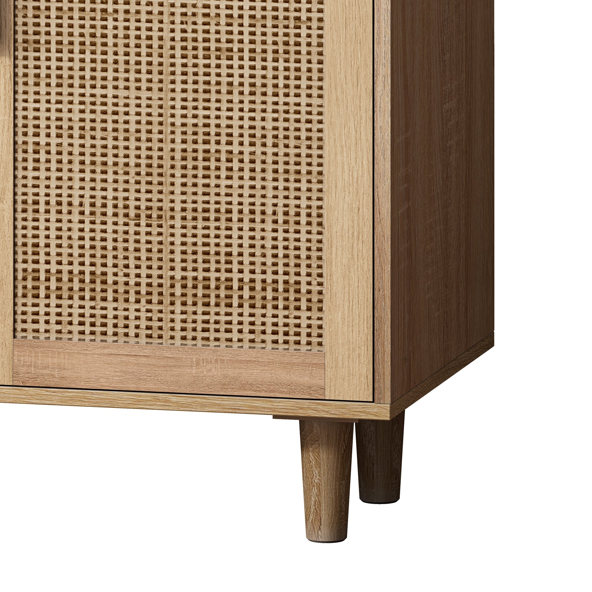 Elegant and Functional 4-Door Rattan Decorative Storage Cabinet for Bedroom, Living Room, Office in Natural Particle Board - Grand Goldman Shop