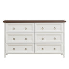 Farmhouse 6 Drawers Dresser for Bedroom, Wood Rustic Wide Chest of Drawers, Storage Dressers Organizer for Bedroom, Living Room, Hallway - Grand Goldman Shop