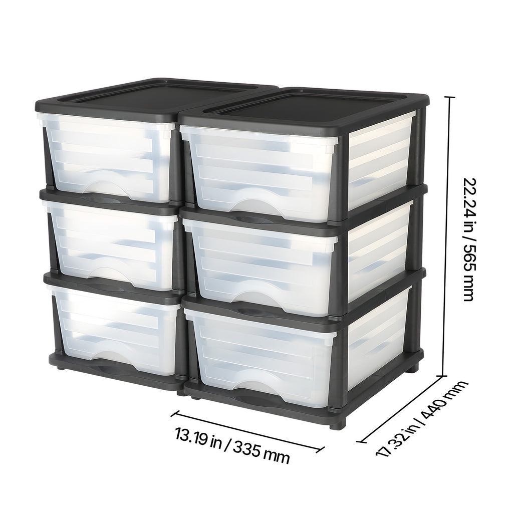 2 Pack Plastic Storage Drawers Storage Dresser Organizer Bins 6 Drawers - Grand Goldman Shop