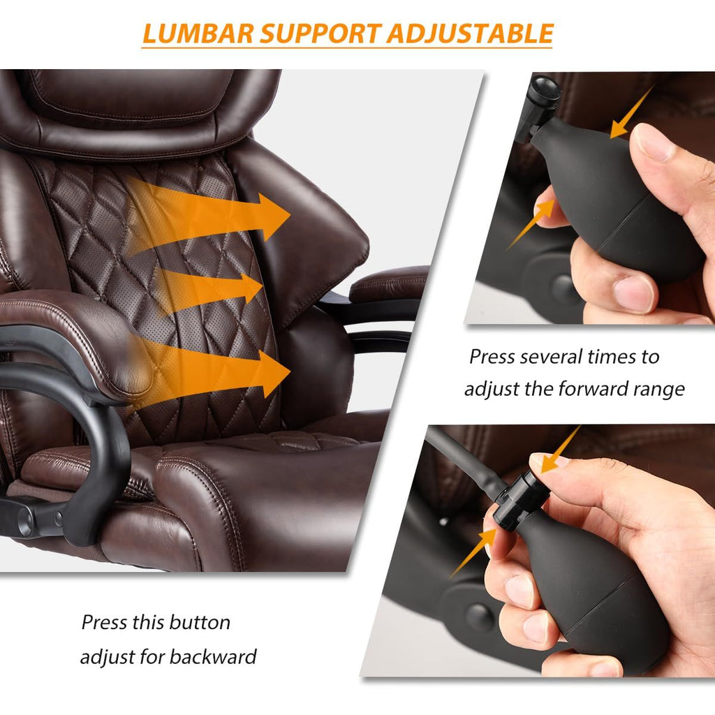 500lbs Big and Tall Office Chair for Heavy People Executive Office Chair with Wide Spring Seat Computer Desk Chair 360 Swivel